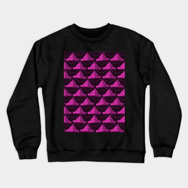 Paper Hats Pattern Pink Crewneck Sweatshirt by DrawingEggen